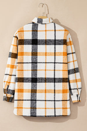 Plaid Snap Down Collared Neck Shacket