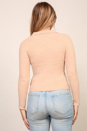 She's All That Ribbed Sweater in Tan