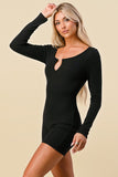 List Goes on Long Sleeve Romper in Black