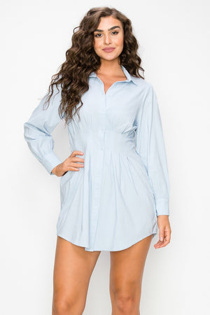Blog About It Shirt Dress in Blue