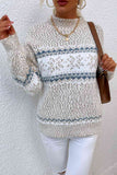 Snowflake Pattern Mock Neck Sweater