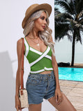 Contrast Crisscross Knit Tank