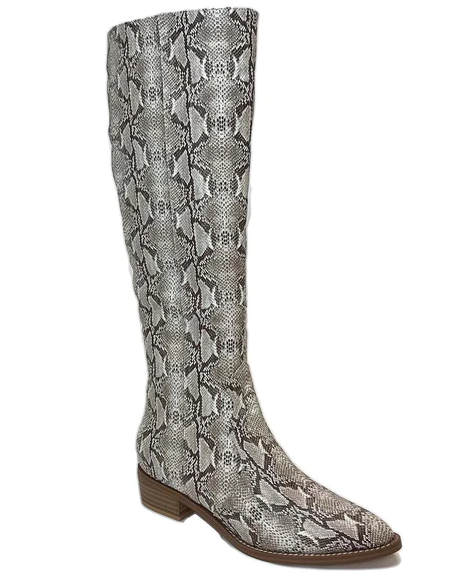 Make An Entrance Faux Leather Knee High Boot Brown Snake