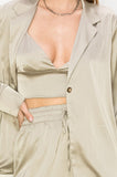CHILL ZONE SATIN BUTTON UP