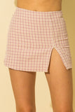 GAME ON PLAID SKIRT PINK