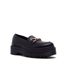 School Girl Faux Leather Loafer black