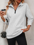 Zip-Up Dropped Shoulder Sweatshirt