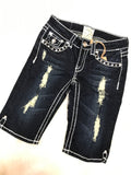 L.A. IDOL DISTRESSED SHINING CROSS BERMUDA SHORTS