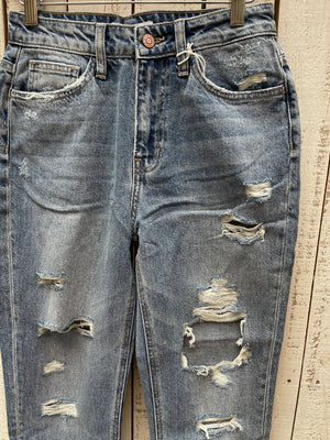 Flying Monkey Val Distressed Straight Mom Jeans