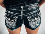 L.A. Idol Bling Cross Cutoff Shorts