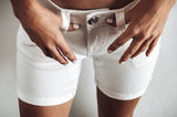 L.A. Idol White Classic Mid Length Shorts